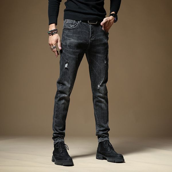 

autumn selling stretch korean slim fit jeans men's leggings 939, Blue