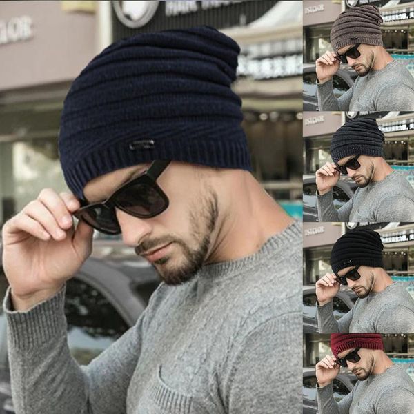 

cycling caps & masks knitted winter hats hat casual beanies for men women hip-hop oversized male crochet ski beanie cap1, Black