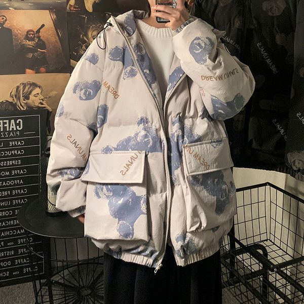 

2021 new warm fashion parka casual oversize winter new coat men thicken zipper japanese style woman clothing 6kds, Black