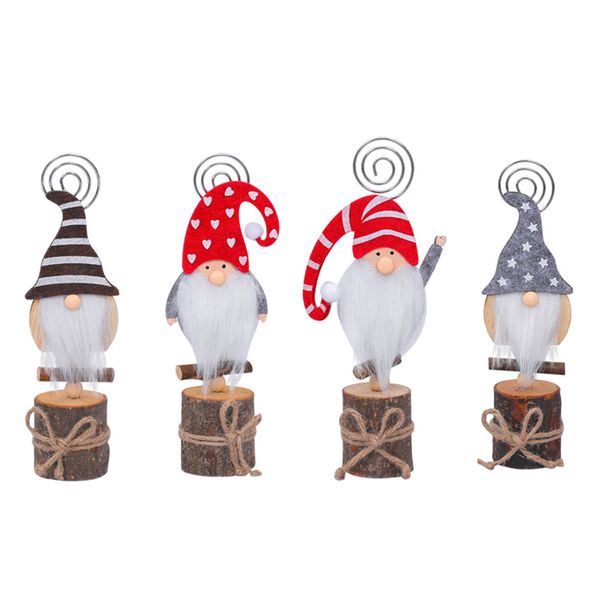 Decoração de Natal Gnome clip stand titulares de madeira do número da tabela Nome lugar cartão for Wedding Party JK2011XB Entrar