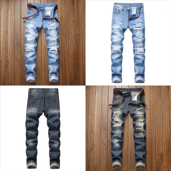

lzqig januarysnow men hole stretchy casual biker slim fit denim men multi-pocket zipper jeans black man pencil pants men casual jeans