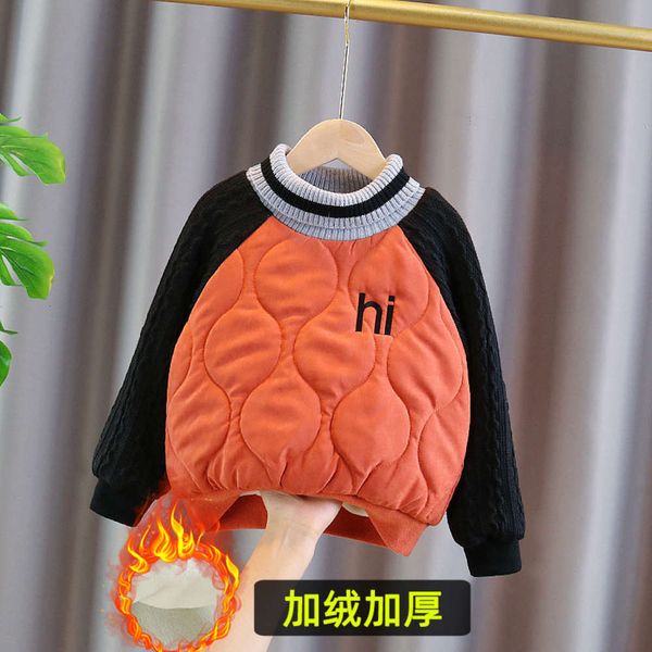 

sle 7186 wear boys' winter wtern sweater 01-2-3-4-5-6 years old children's plush thickened base shirt, Black