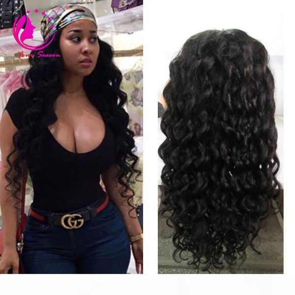 

150density body wave full lace wig peruvian lace front wigs bleached knots part wave hair human hair wigs, Black;brown