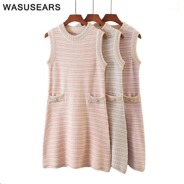 

casual dresses elegant dress women 2021 korean for o neck sleeveless mini patchwork tank with pockets streetwear1, Black;gray