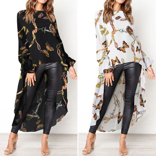 

vonda tunic women blouse split hem party long ladies office shirts summer casual blouse plus size blusas s-5xl lj200811, White