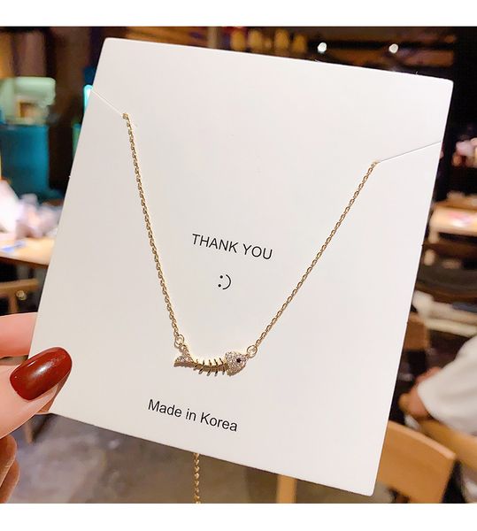 

2021 light luxury fish bone titanium steel simple large clavicle chain mori clavicle chain female model fine gold new women pendant necklace, Silver
