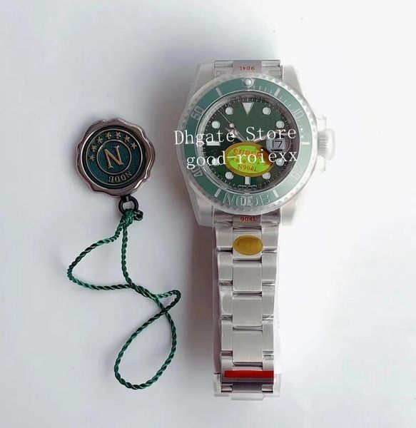 

men's black green ceramic v11 version automatic cal.3135 eta watch 904l steel noobf n factory dive kif shock absorber men waterproof wa, Slivery;brown