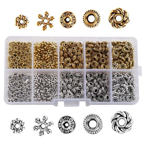 

500 pieces of ancient gold and silver plated with zinc alloy spacer and bead
