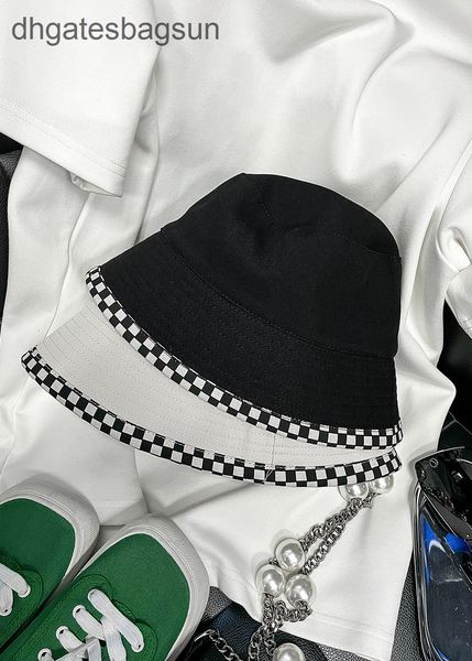 

brand cap carveslierkiss[checkerboard fisherman hat]fashionable, versatile simple hat k21mz2022, Blue;gray