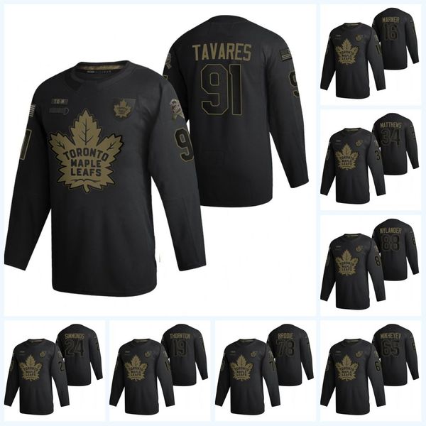 

john tavares 2020 salute to service jerseys toronto maple leafs auston matthews frederik andersen nylander joe thornton mitchell marner, Black;red