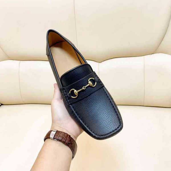 

mens casual shoe loafers men fashion leather boat shoes fashions breathable antiskid slip on lazy driving, Black