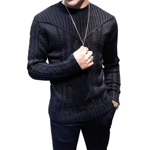 

autumn winter men's casual pullovers knitted clothes fashion sweaters for men long-sleeved sweater 201212, White;black