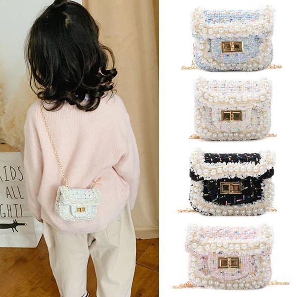 

kids mini purses and handbags 2020 cute woolen girls crossbody bag baby small coin wallet pouch girl party purse gift, White