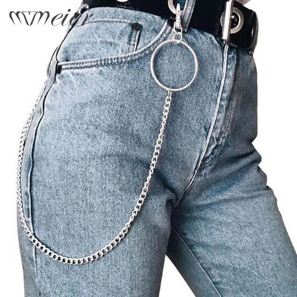 

1pcs metal long rock punk wallet belt chain trousers hipster pant jean keychain silver chaveiro ring clip keyring llaveros para