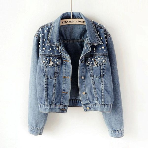 

2020 beaded diamond women's denim jacket 5xl plus size long sleeve blazer vintage woman jacket denim coat female jean, Black;brown