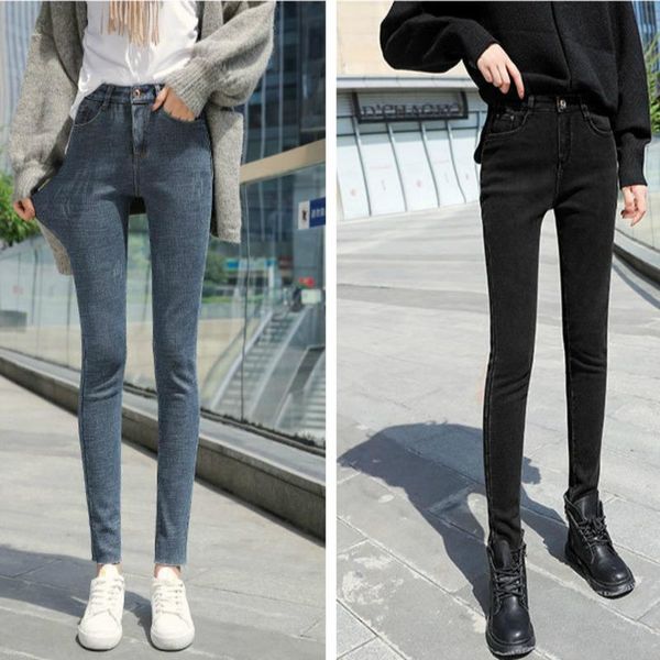 

women's jeans liberjog women skinny denim pencil pants spring slim stretch high elastic female trousers autumn blue black
