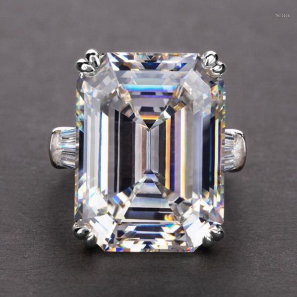 Cluster-Ringe 2021 Ankunft Luxusschmuck 925 Sterling Silber Princess Cut Großer weißer Topas CZ Diamant Party Frauen Ehering Ring1