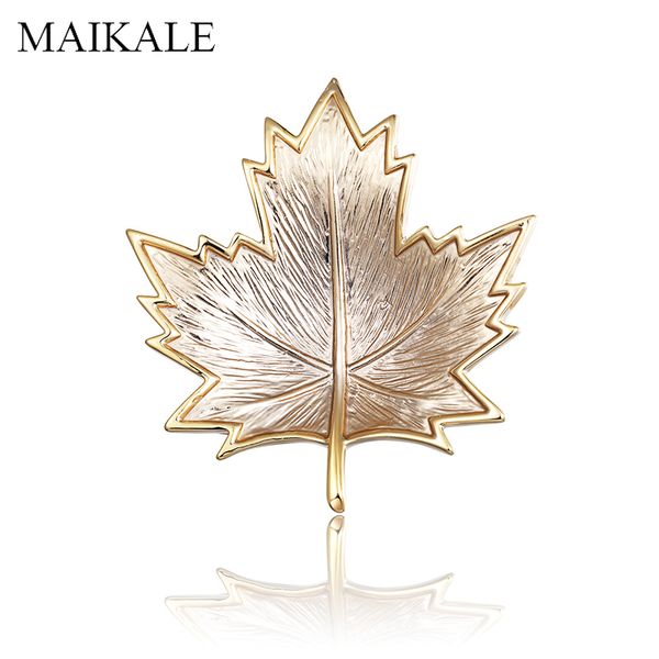 

maikale vintage metal brooch pin gold color maple leaf brooches for women shawl suit shirt girls bag pendant broche gifts 201009, Gray