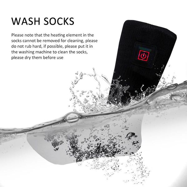 

1pair adjustable rechargeable electric heating socks button electric heating socks double thermal cotton, Black