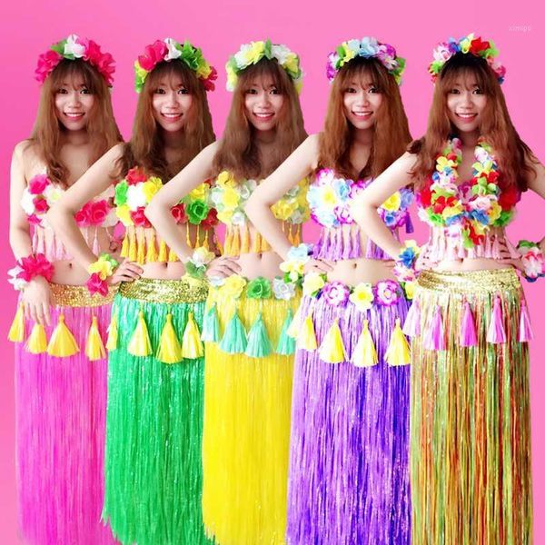 

6pcs/set fashion plastic fibers women grass skirts hula skirt hawaiian costumes 80cm ladies dress up festive & party supplies1, Red