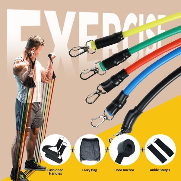 

resistance bands 11 pcs/set latex crossfit training exercise yoga tubes pull rope,rubber expander elastic fitness with bag