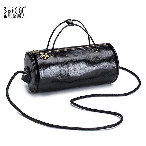 

briggs design fashion ladies handbag genuine leather women crossbody bag small barrel-shaped female shoulder bag high quality