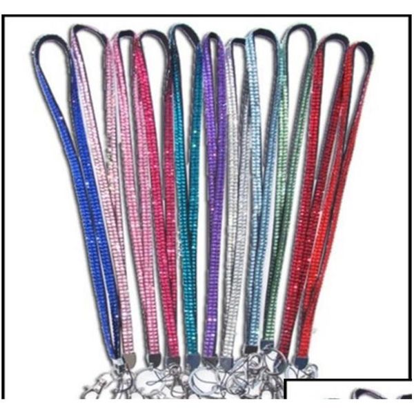 

candy colors rhinestone neck strap crystal lanyard with metal clip multi color diamond lanyard for cell phone id card igscp