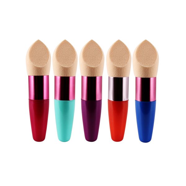 

sponges, applicators & cotton 1pc natural sponge makeup puff with handle dry wet face foundation powder mini head bevel shaped tools