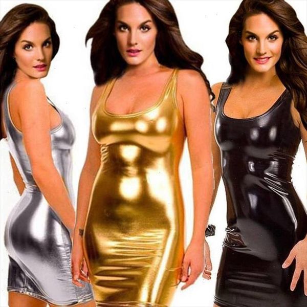 

2021 new tight fitting dress slim wet look fetish bondage vinyl pvc dress leather bodycon plus size 5xl, Black;gray