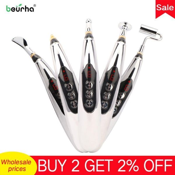 

5 in 1 electronic acupuncture massage pen usb rechargeable meridian energy gun laser pulse therapy pain relief face lifting1