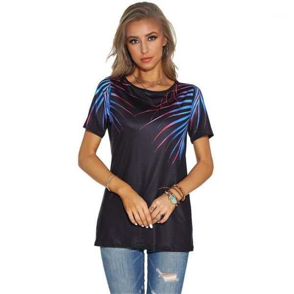 

5xl casual 3d gradient printed tee shirts new women short sleeve large size t shirt fashion clothes ladies summer plus size1, White