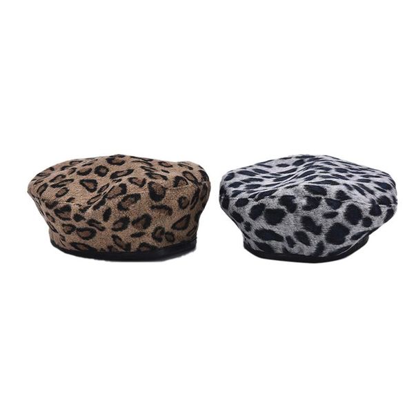 

flat cap leopard wool beret female winter hats for women woolen hats lady girl berets hat female beret hat, Blue;gray