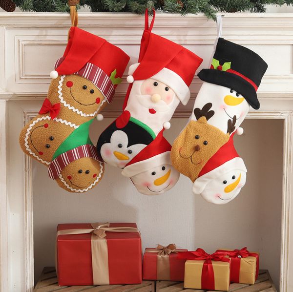 

the latest 44cm size, santa snowman smile style, christmas stockings, christmas decoration gift candy socks, ing