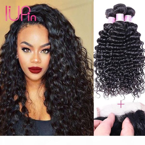 

malaysian virgin hair deep curly human hair extensions malaysian hair 3 bundles with closure and deep wave beauty supply on sale, Black;brown