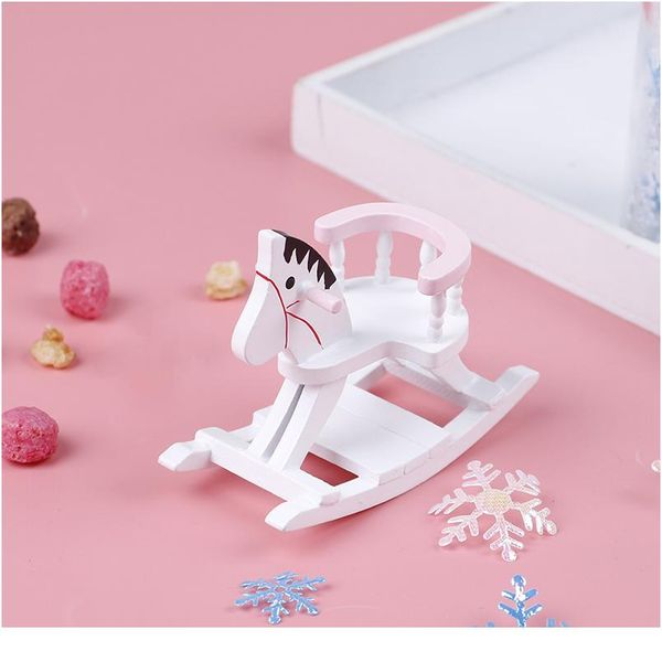 

new 1/12 dollhouse miniature wooden rocking horse chair nursery room furniture doll house ornament accessories toys bbyzly