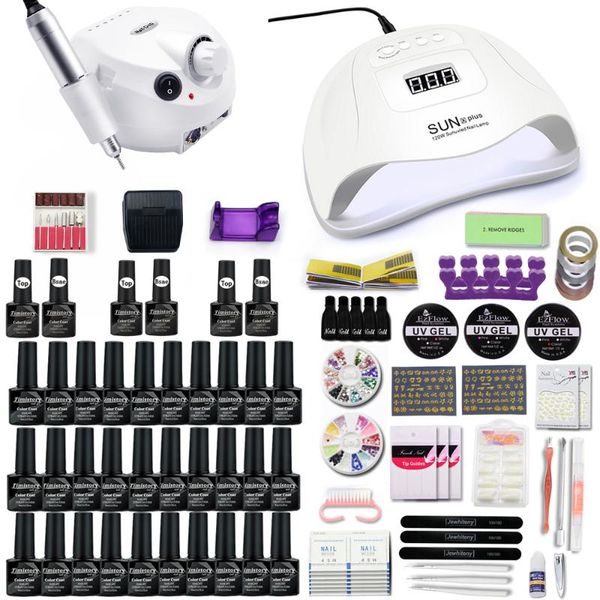

nail art kits 30/20/10 color set polish 35000rpm drill 120w dryer tools