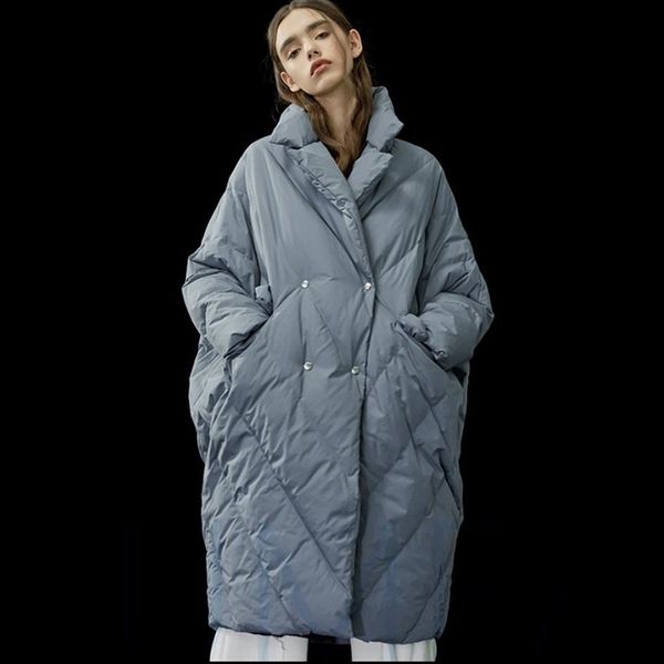 

winter new arrival women plus size thicker warm white duck down coat jacket cocoon&bat type thicken parkas with big pocket f121 sh190913, Black