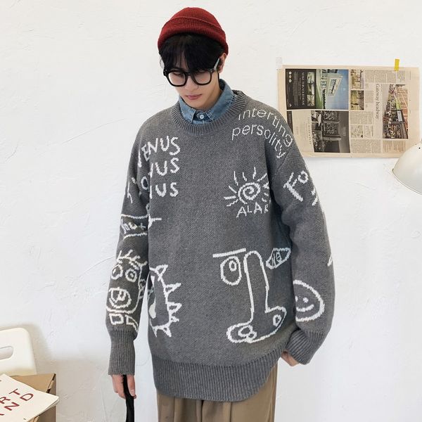 

2021 new new winter double sweater around the neck of korean-style men pullover yellow fret clothes r266, White;black