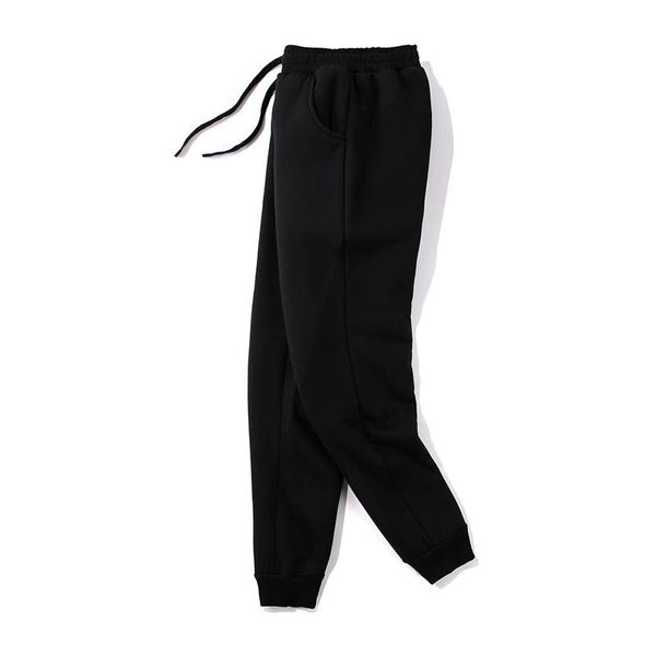 

men's pants simple solid color lamb down thickened casual sports leggings, Black