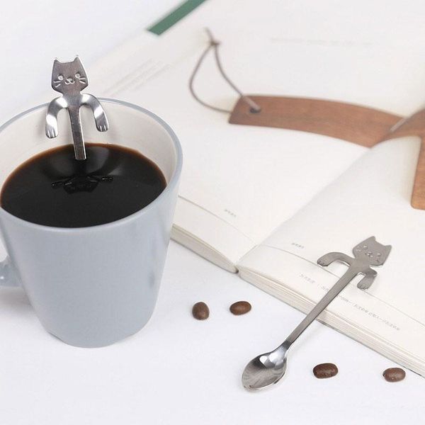 

stainless steel cat coffee spoon dessertspoon grade ice spoon candy teaspoon kitchen supplies tableware1