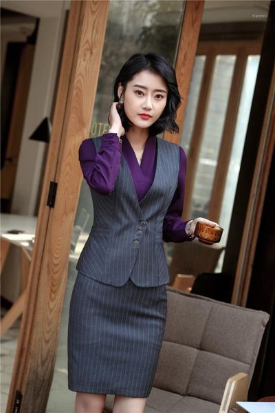 

autumn winter fabric blazers with 2 pieces vest and skirt for ladies work wear outfits styles plus size 4xl1, White;black