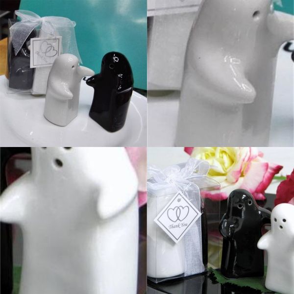 

seasoning pot ceramics black white embrace shape spice jar wedding favors giveaways gift salt pepper bottle factory direct selling 3 8by p1