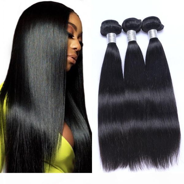 

бразильский девы волос extensions 3 связки straight необработанные человеческих волос уток natural black дешевые плетение волос