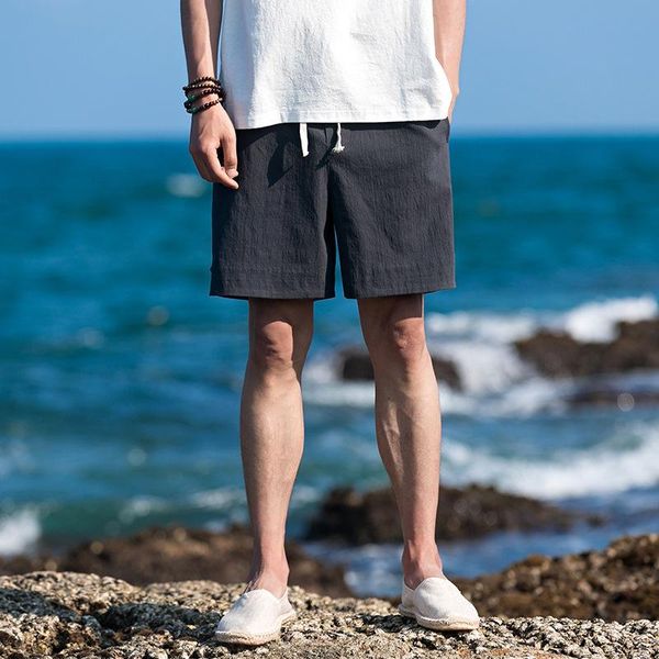 

men's shorts samwestar pants summer fashion pockets large size 5xl male casual housewear cotton linen wholesale, White;black