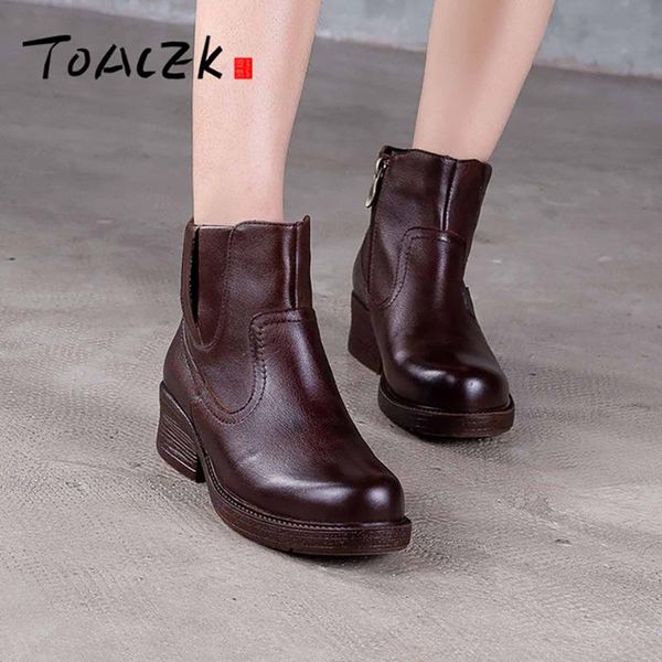 

autumn-winter temperament single boots, hand-made head-layer cow leather thick high heeled boots, Black