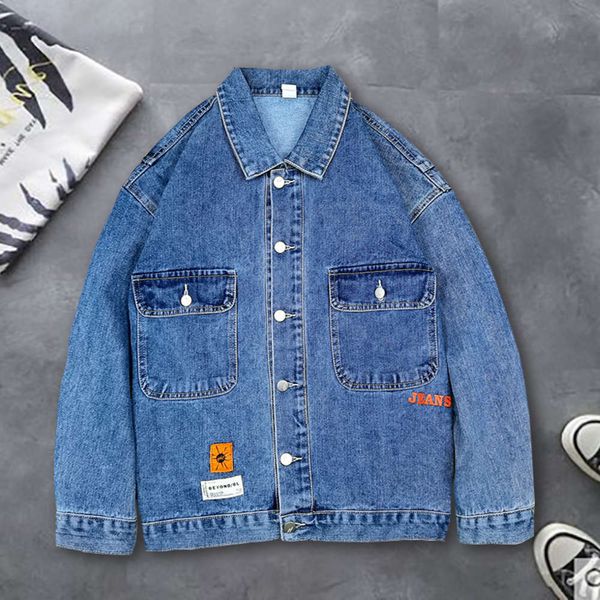 

2020 new men's autumn and winter fashion baggy shoulder denim coat loose men, Black