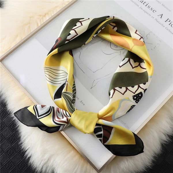 

scarves 2021 silk square scarf fashion hijab female bag lady hair band head wraps for women bandana foulard neckerchief, Blue;gray