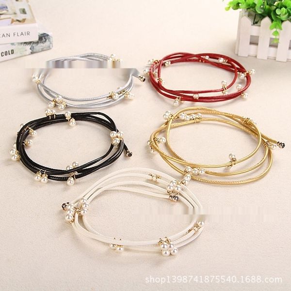 

fdbwm new casual simple women's fashion and fine decoration versatile pearl simple fashion belt belt g3iec, Black;brown
