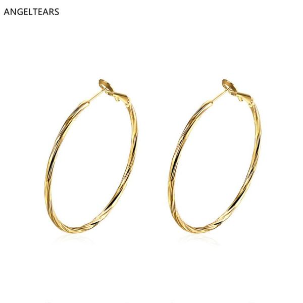 

gold color & rose gold color big hoop earrings women / girls fashion party dress jewelry brincos, Golden;silver