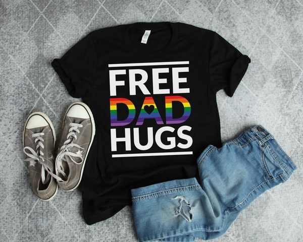 

dad hugs lgbt dad awareness lgbt pride pride cool gay lesbian trans awareness gift new summer hooded sweatshirt hoodie men t shirt